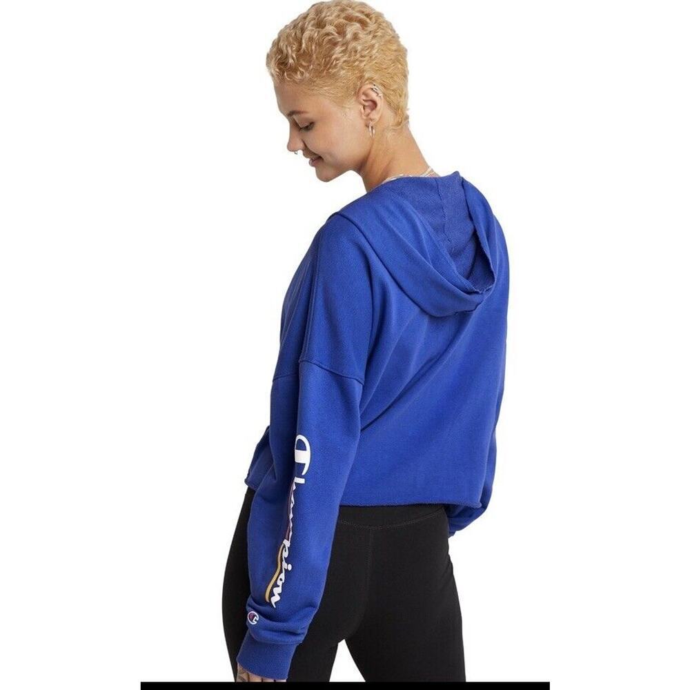 Champion French Terry Split-Neck Hoodie Sweatshirt Campus Sz L Underlined Logo​​ - Picture 3 of 9